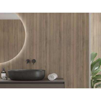 Fibo Wood vådrumspanel med 5 x 240 cm fliselook, 10 x 600 x 2400 mm, pure oak wood