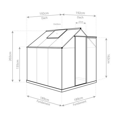 Westmann Flora 66 drivhus, aluminium/polycarbonat, sølv - 3,69 m²