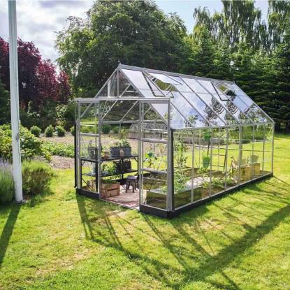 Halls Icon 8 drivhus 11,2 m², alu, 3 mm glas