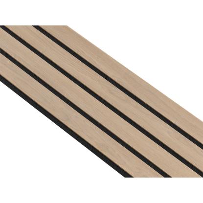I-Wood Basic 4-lamel akustikpanel, ubehandlet natur, sort filt og lys kerne, egefiner, 16 x 300 mm 