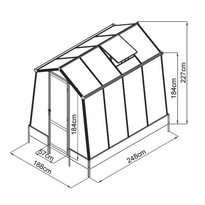 Westmann Aurora 68 drivhus, aluminium/polycarbonat, antracitgrå - 4,7 m²