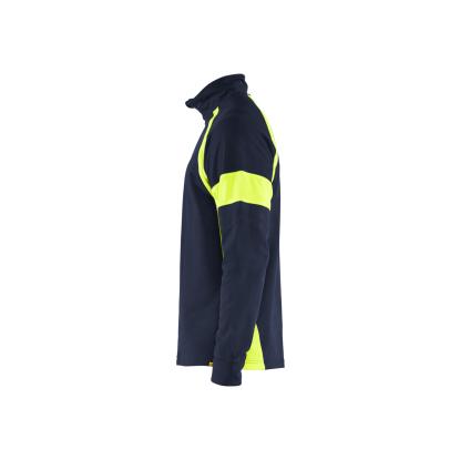 Blåkläder 3550 sweatshirt half zip, marineblå/hi-vis gul