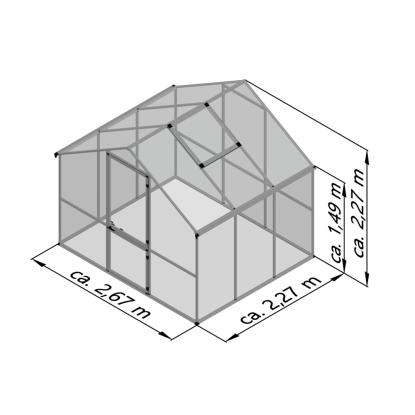 KGT Enzian III drivhus, aluminium, 6,06 m²