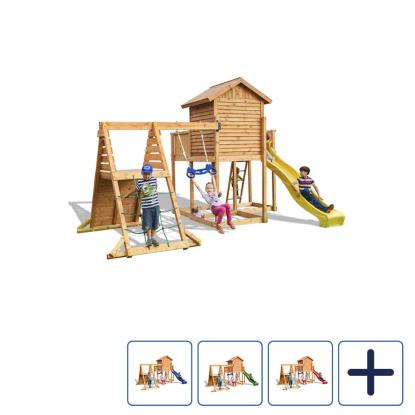 Fungoo MySide Spider+ legetårn med klatrevæg og rutsjebane
