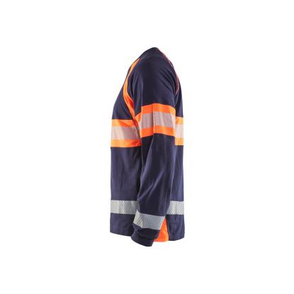 Blåkläder 3510 high vis t-shirt lang ærme, marineblå/hi-vis orange