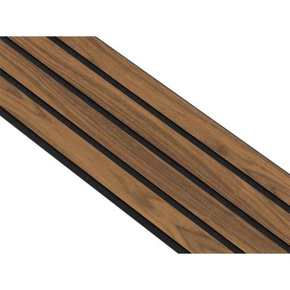 I-Wood Medio+ 4-lamel akustikpanel, klar olieret, sort filt og sort kerne, valnøddefiner, 17 x 300 mm