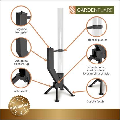Gardenflare Premium ildrør, sort, H148 cm