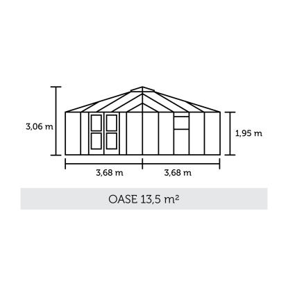 Juliana Oase drivhus 13,5 m², antracit/sort, 3 mm hærdet glas