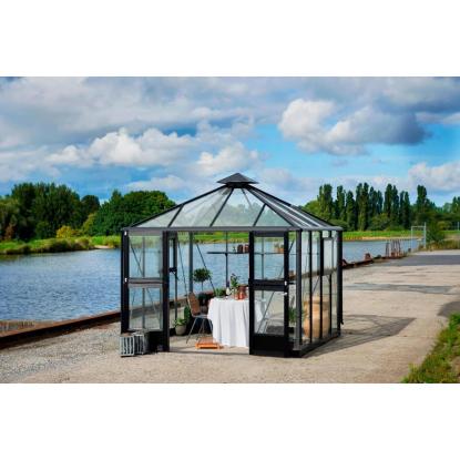 Juliana Oase drivhus 8,8 m², antracit/sort, 3 mm hærdet glas