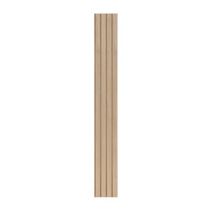 I-Wood Medio+ 4-lamel akustikpanel, ubehandlet natur, brun filt og lys kerne, egefiner, 16 x 300 mm