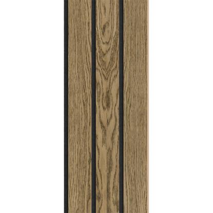 I-Wood Medio+ 3-lamel akustikpanel, mørkebrun olieret, sort filt og lys kerne, egefiner, 16 x 300 mm