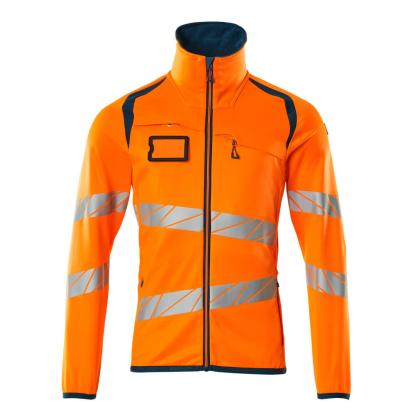 MASCOT ACCELERATE SAFE fleecetrøje med lynlås, hi-vis orange/mørk petroleum