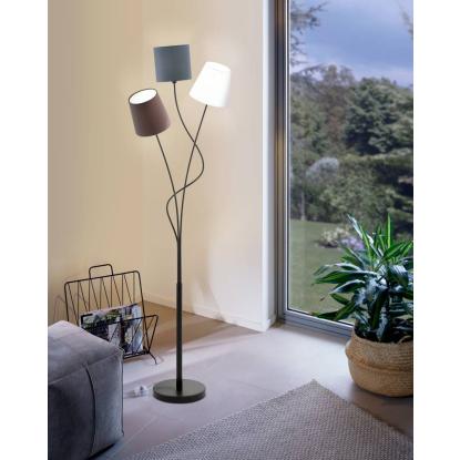 EGLO MARONDA gulvlampe, H152 cm, E14, hvid, antracit og brun