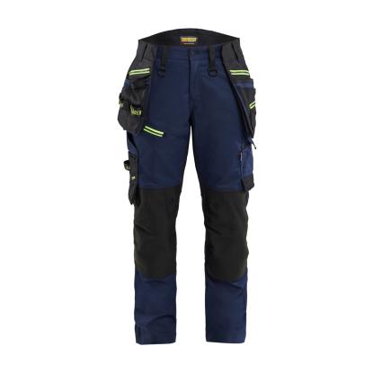 Blåkläder 7170 striker dame håndværkerbuks med stretch, mørk marineblå/hi-vis gul