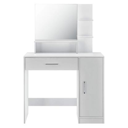 Makeupbord med spejl, hvid, 90 x 38 x 137,5 cm