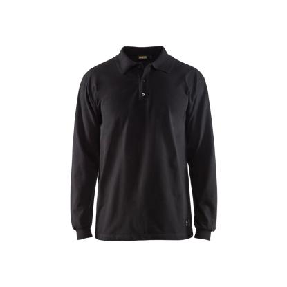 Blåkläder 3374 flammehæmmende polo lang ærme inherent, sort