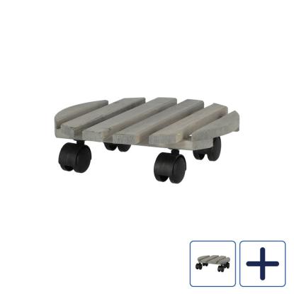Esschert Design rund plantevogn, træ, grå