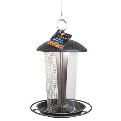 Care Bird dual foderautomat til frø/nødder, sort, Ø16 x 32 cm