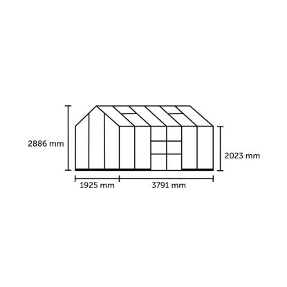 Halls Icon Planthouse 6 drivhus 7,3 m², sort, 3 mm hærdet glas