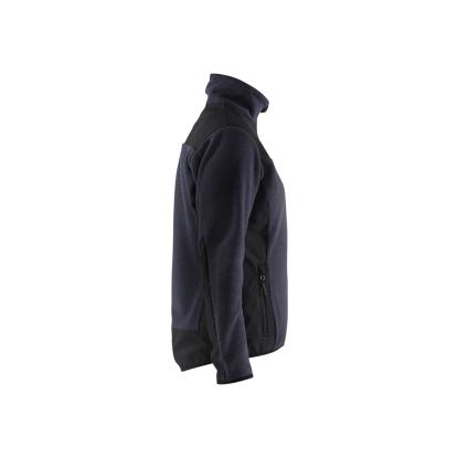 Blåkläder 5943 dame strikket jakke med softshell, mørk marineblå/sort