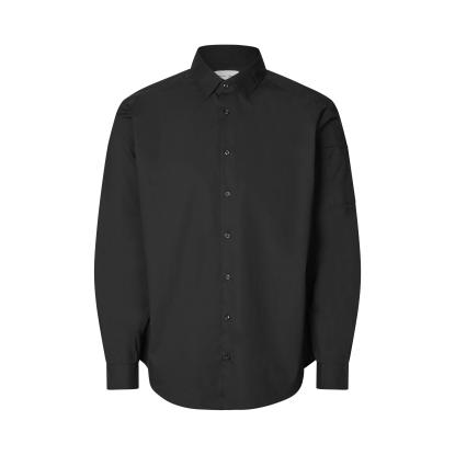 Seven Seas S66 Poplin skjorte med stretch, sort