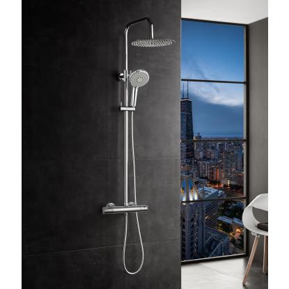 Nortiq luksus brusesystem med termostat og 25 cm hovedbruser, krom
