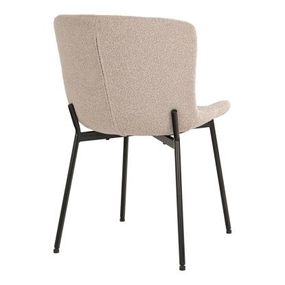 Spisebordsstol i bouclé, beige med sorte ben