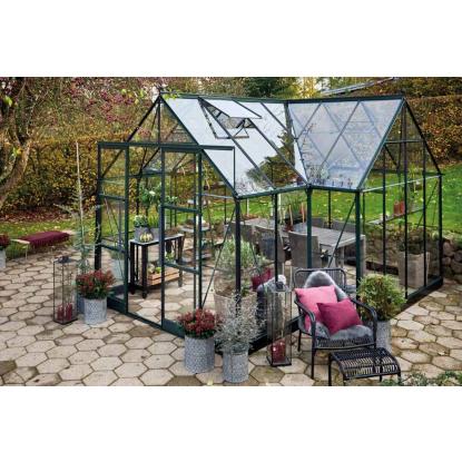 Halls Icon Gardenhouse 8 drivhus 13,0 m², grøn, 3 mm hærdet glas