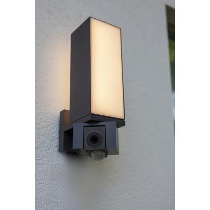 LUTEC connect CUBA udendørs LED væglampe med kamera og sensor, H32,5 cm, IP44, mørk grå