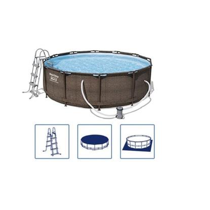 Bestway Steel Pro pool sæt med filterpumpe, rattan-look, Ø366 x 100 cm