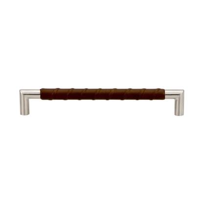 Beslag Design Norma 12 greb, 192 mm, rustfrit stål/brunt læder