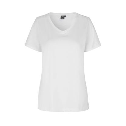 ID PRO Wear CARE 0373 T-shirt med v-hals, dame, hvid