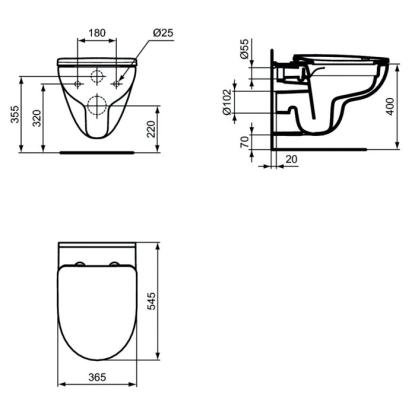 Ideal Standard i.life A væghængt toilet, sampak, hvid