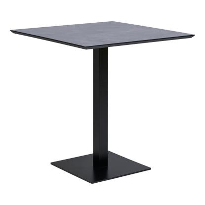 Fano cafebord, melamin plade og sort metal base, 70 x 70 x 75 cm, mørk sten