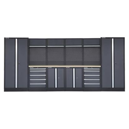 Feistos Apollo 15 værkstedsmodul, stål/træplade, antracitgrå/sort, 200 x 456 x 46 cm