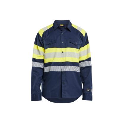 Blåkläder 3229 multinorm skjorte inherent, marineblå/hi-vis gul