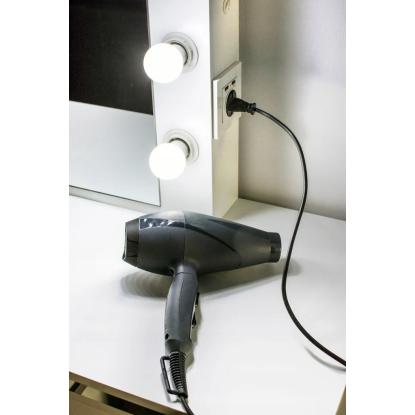Makeupbord med skuffer, spejl med LED-lys, usb og stikkontakt, 140 x 94 x 43 cm
