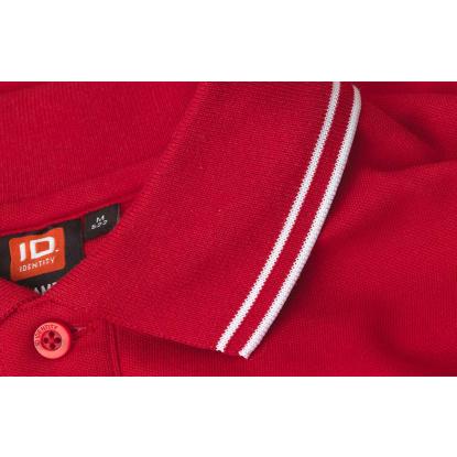 ID 0522 Kontrast poloshirt med stretch, rød