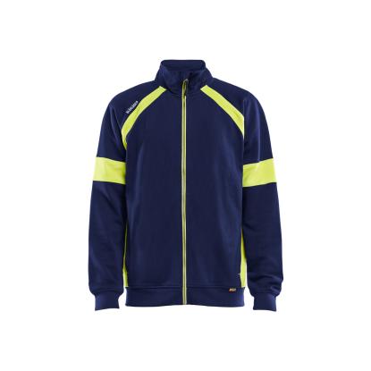 Blåkläder 3567 sweatshirt full zip, marineblå/hi-vis gul