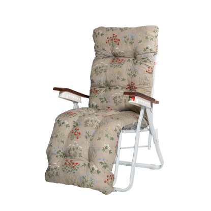 Varax Baden stol, hvid stel, beige-blomstret