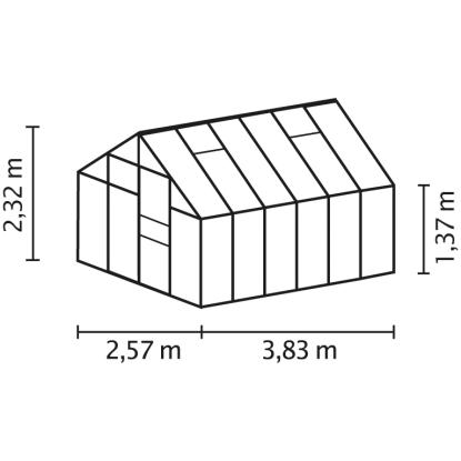 Vitavia Merkur 9900 drivhus, sort, 9,9 m², 3 mm hærdet glas