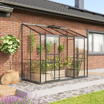 Vitavia Ida 3300 vægdrivhus, sort, 3,3 m², 3 mm glas