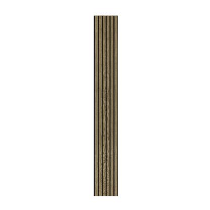I-Wood Basic Original akustikpanel, mørkebrun olieret, sort filt og sort kerne, egefiner, 17 x 300 mm 