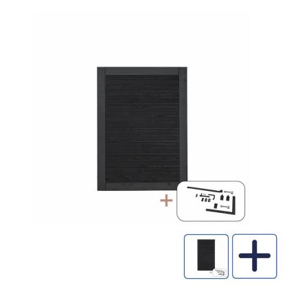 PLUS Plank enkeltlåge inkl. sorte beslag, vendbar, sort, 100 cm