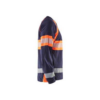 Blåkläder 3510 high vis t-shirt lang ærme, marineblå/hi-vis orange