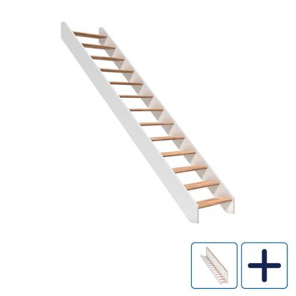 DOLLE Paris ligeløbstrappe, lakeret eg, hvid