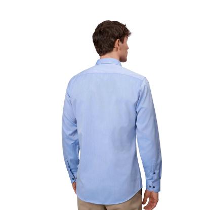 Seven Seas S371 Fine Twill Contrast skjorte, slim, lys blå