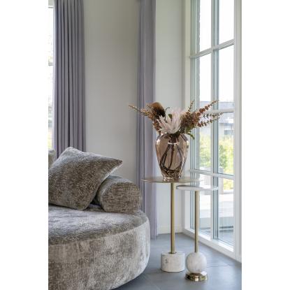 Daybed med 2 puder i chenille, rund, natur