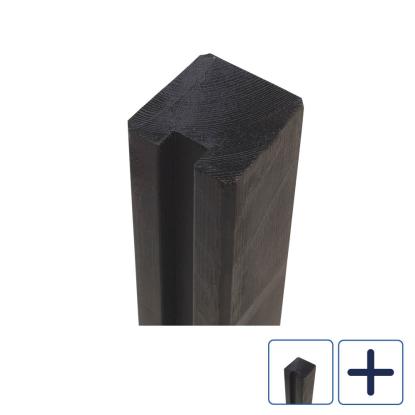PLUS krydsskåret profilstolpe med 1 spor, sort/fyr - 9 x 9 cm