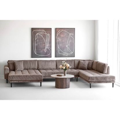 Lido venstrevendt U-sofa med åben ende, brun